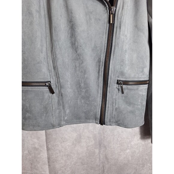 KUT FROM THE KLOTH Faux Suede Eveline Jacket Gray Women's Sz M Moto Biker Grunge - Picture 5 of 11